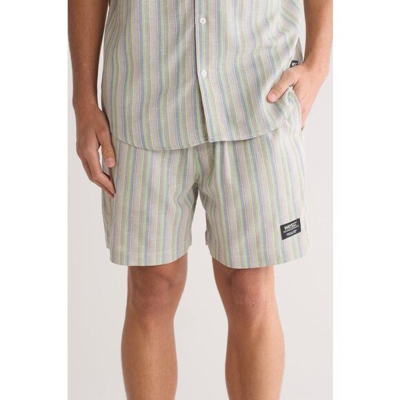 Conspiracy By Wesc Shorts Men Small Stripe Pink Green Drawstring Nordstrom New - Picture 1 of 5